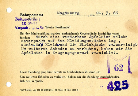 Formular des Bahnpostamtes Magdeburg