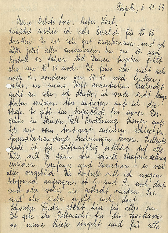 Brief von Hilde Großmann an Lore Brodhäcker | Teupitz 1963