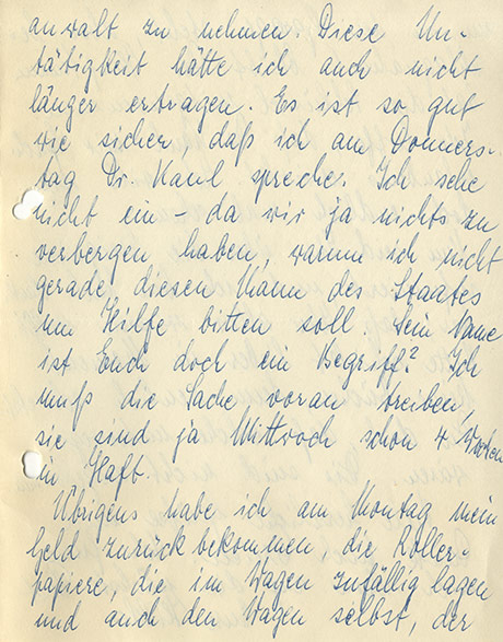 Brief von Hilde Großmann an Lore Brodhäcker
